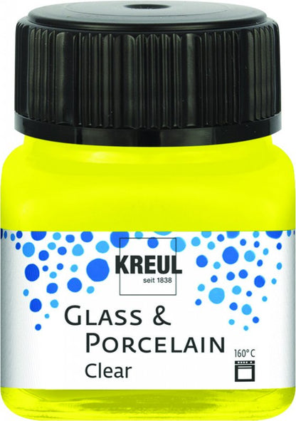 Kreul Glass & Porcelain Clear 20 ml - gul - Glas- og porcelænsmaling