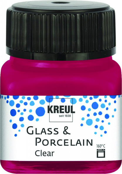 Kreul Glass & Porcelain Clear 20 ml - Wine rød - Glas- og porcelænsmaling