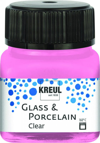 Kreul Glass & Porcelain Clear 20 ml - Roze - variant 2 - Glas- og porcelænsmaling