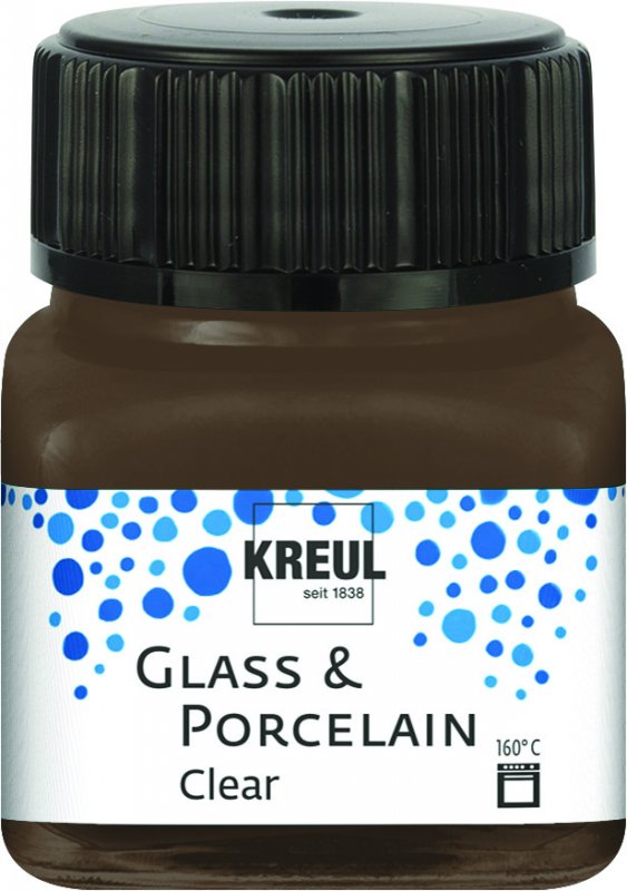 Kreul Glass & Porcelain Clear 20 ml - Espressobruin - Glas- og porcelænsmaling