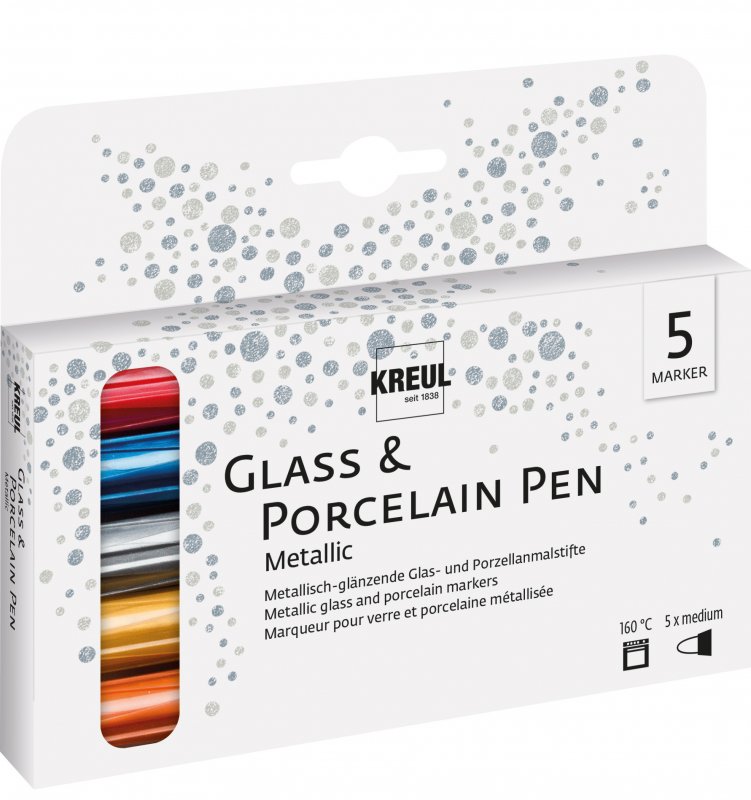 Kreul Glass & porcelain markers Sets - metallisk sæt 5 - Glas- og porcelænsmaling