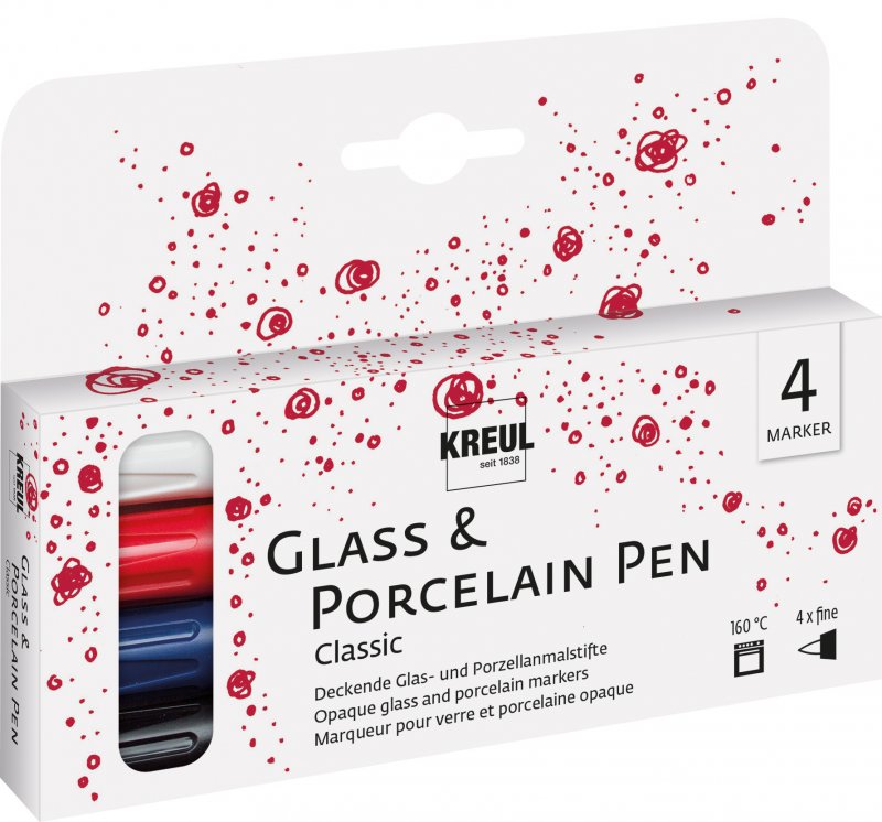 Kreul Glass & porcelain markers Sets - Classic Farver Fine sæt 5 - Glas- og porcelænsmaling