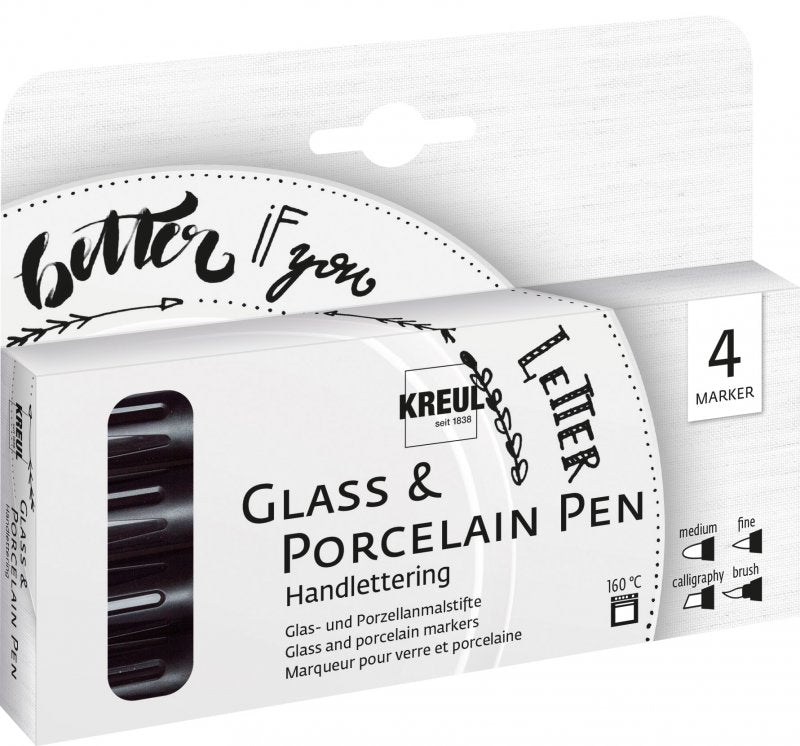 Kreul Glass & porcelain markers Sets - Handlettering sæt 5 - Glas- og porcelænsmaling