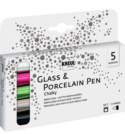 Kreul Glass & porcelain markers Sets - Chalky sæt 5 - Glas- og porcelænsmaling