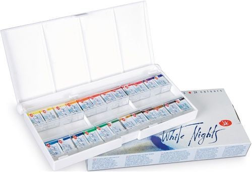 White Nights Watercolour Sets - Plastic Æske - 24-pak - Akvarelmaling