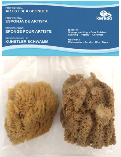 Kereso Natuurlijke Zee Sponzen Ruw - 2 stk. - 7,5-8,5 cm - Svampe