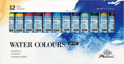 Phoenix Watercolour Sets - 12 x 8 ml tubes - Akvarellfärg