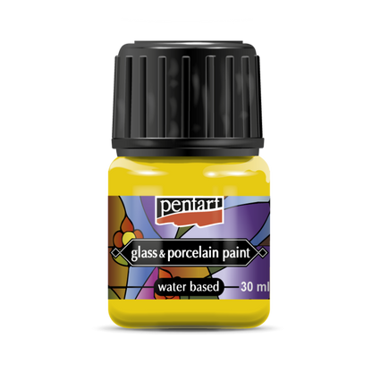 Pentart Porslin & glasfärg 30 ml - gul - Glas- och porslinsfärg