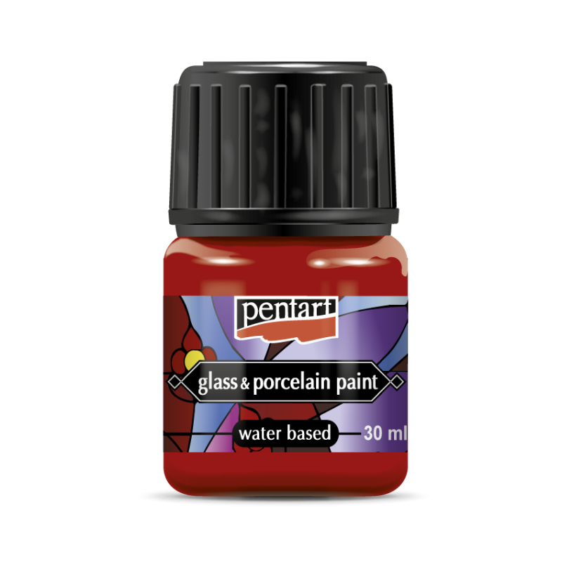 Pentart Porslin & glasfärg 30 ml - röd - Glas- och porslinsfärg