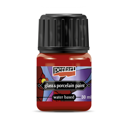 Pentart Porslin & glasfärg 30 ml - röd - Glas- och porslinsfärg