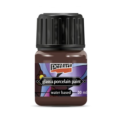 Pentart Porslin & glasfärg 30 ml - brun - Glas- och porslinsfärg