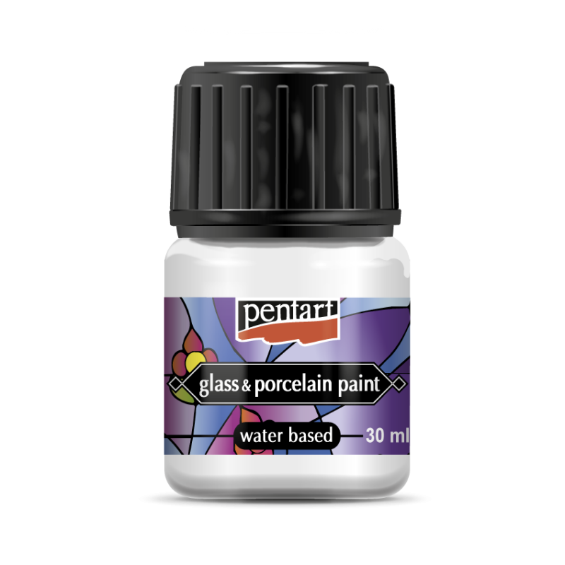 Pentart Porslin & glasfärg 30 ml - vit - Glas- och porslinsfärg