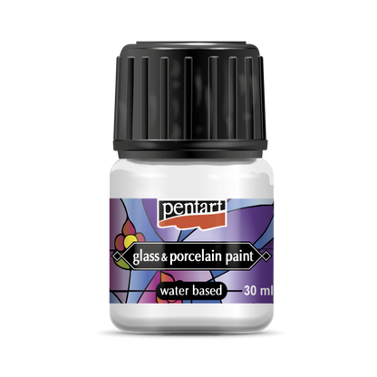 Pentart Porslin & glasfärg 30 ml - vit - Glas- och porslinsfärg