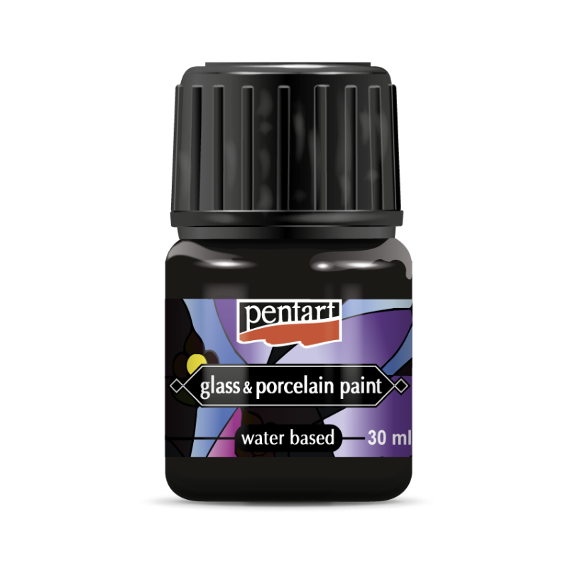Pentart Porslin & glasfärg 30 ml - svart - Glas- och porslinsfärg