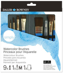 Daler-Rowney Simply Watercolour paint Brush set in Case - 10 pieces