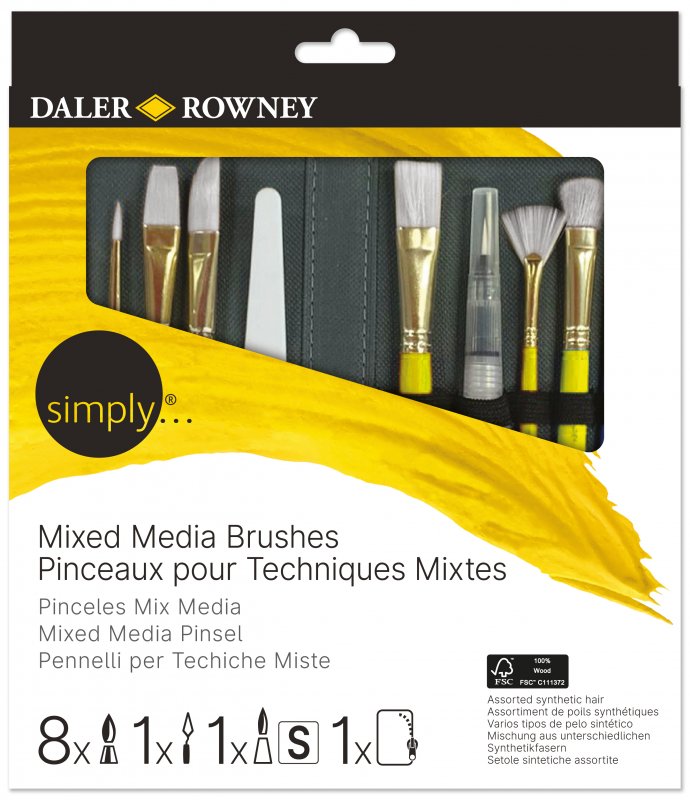 Daler-Rowney Simply Penselsæt - Mixed Media zip case - 10 stk. - Pensler