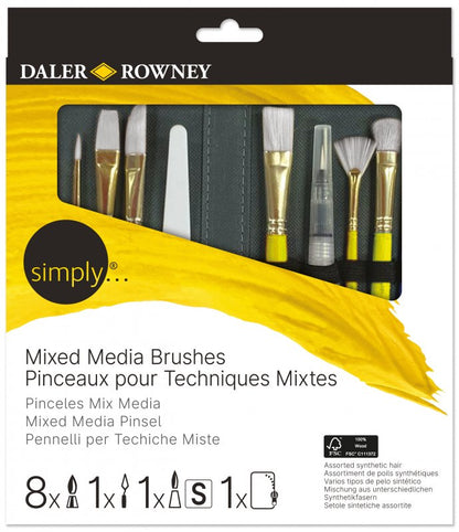 Daler-Rowney Simply Penselsæt - Mixed Media zip case - 10 stk. - Pensler