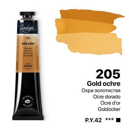 Ladoga Acrylic Paint 46 ml - ockra guld - Akrylfärg