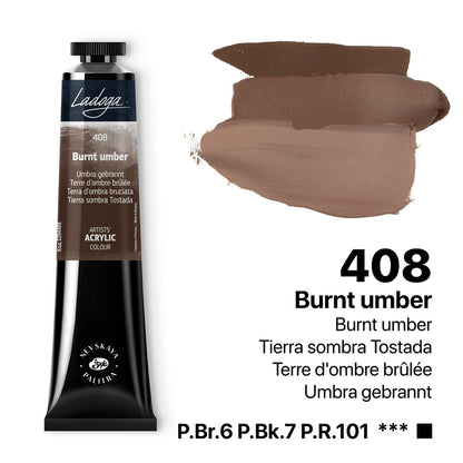 Ladoga Acrylic Paint 46 ml - Burnt umbra - Akrylfärg
