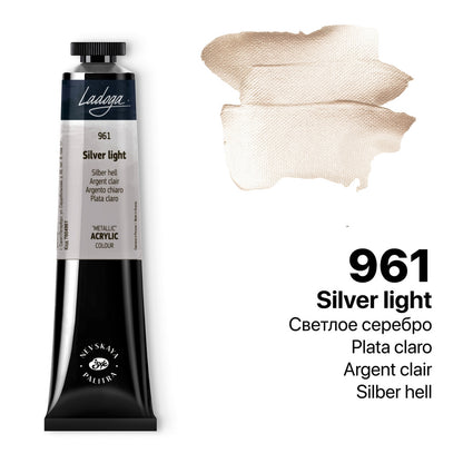 Ladoga Acrylic Paint 46 ml - ljus silver - Akrylfärg