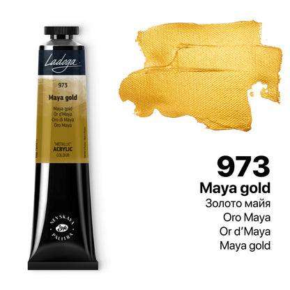 Ladoga Acrylic Paint 46 ml - Maya guld - Akrylfärg