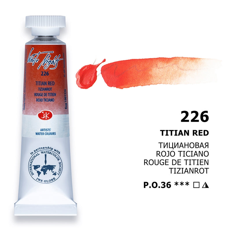 White Nights Watercolour Tube 10 ml - Titian rosso - Acquerelli