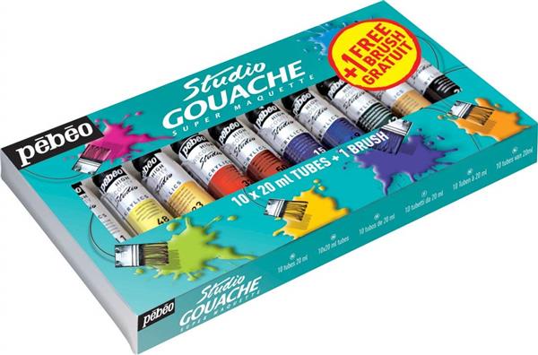 Pebeo Studio Gouache Assorted Set 20 ml. - 10 Pack - Gouache og tempera
