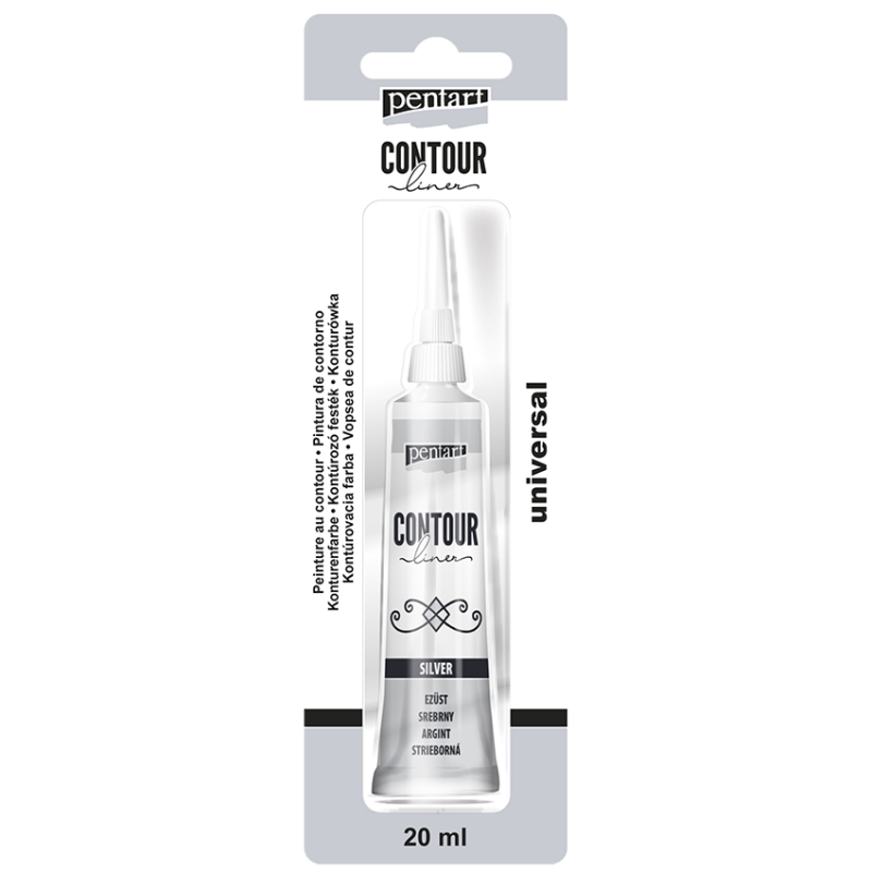 Pentart Universal Contour Liner 20 ml - silver - Glas- och porslinsfärg