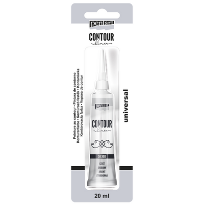 Pentart Universal Contour Liner 20 ml - silver - Glas- och porslinsfärg