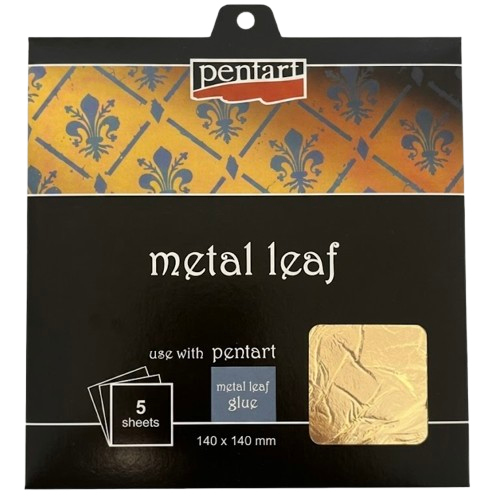 Pentart Metal Leaf Booklet 14 x 14 cm - 5 sheets - kulta - Kultaus