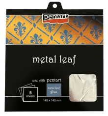 Pentart Metal Leaf Booklet 14 x 14 cm - 5 sheets - sølv - Forgyldning