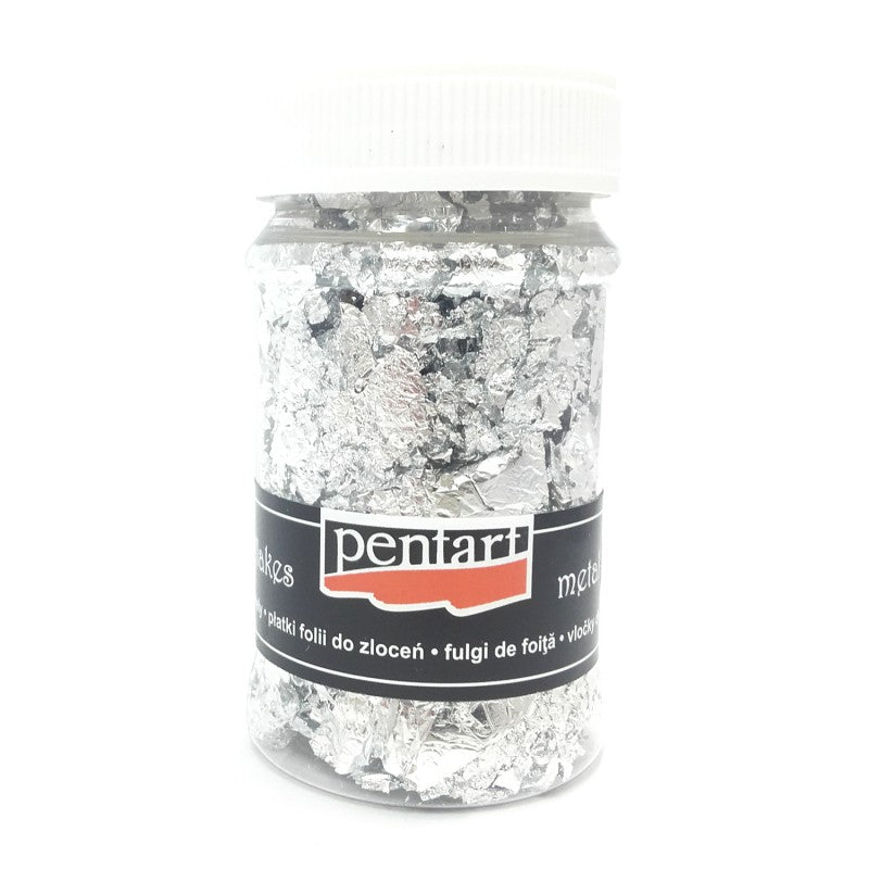Pentart Metal Flakes 100 ml - sølv - Forgyldning