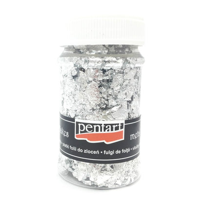 Pentart Metal Flakes 100 ml - sølv - Forgyldning