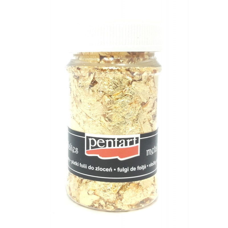Pentart Metal Flakes 100 ml - guld - Forgyldning