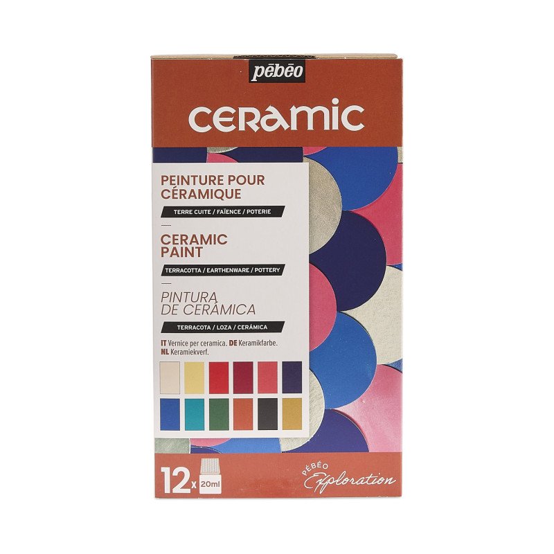 Pebeo Ceramic Paint Sets - opdagelsessæt - 12 x 20 ml - Glas- og porcelænsmaling