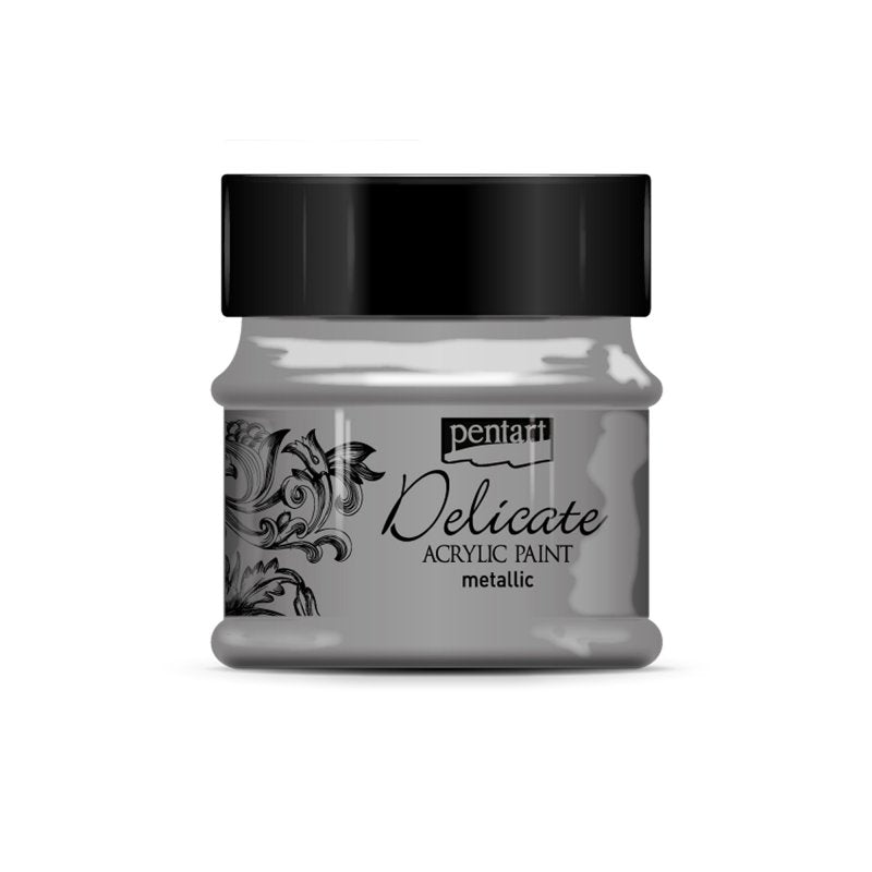 Pentart Delicate Metallic Acrylic paint 50 ml - Antique silver - Akrylfärg