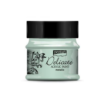 Pentart Delicate Metallic Acrylic paint 50 ml - Greenish silver - Akrylfärg