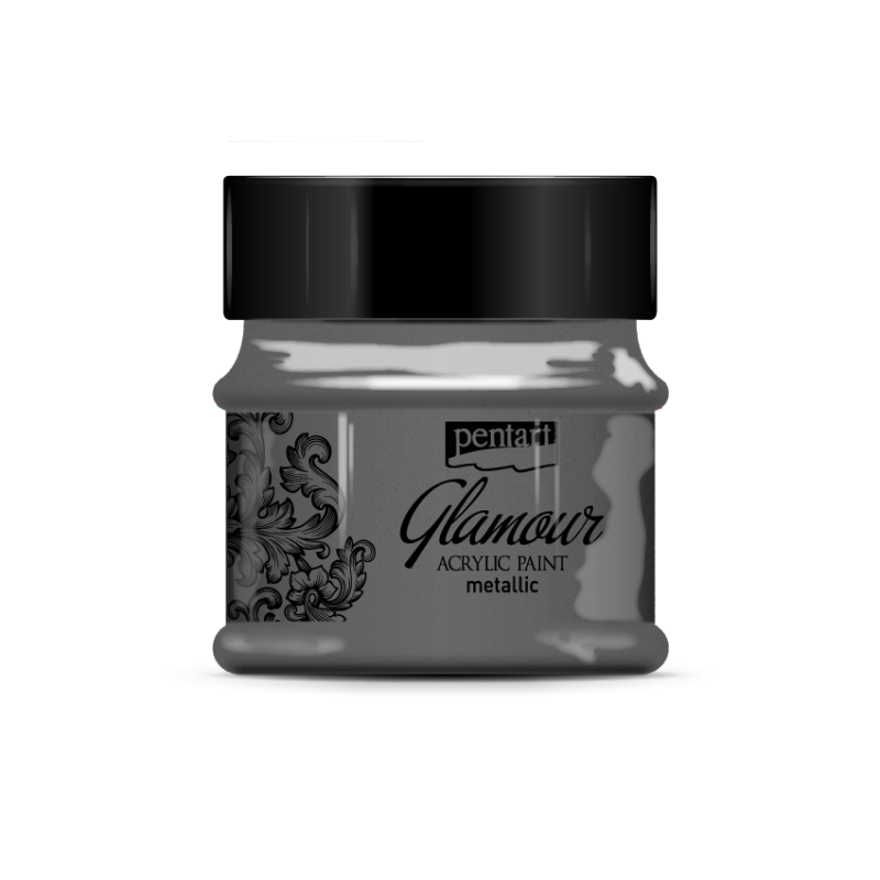 Pentart Glamour Metallic acrylic paint 50 ml - svart silver - Akrylfärg