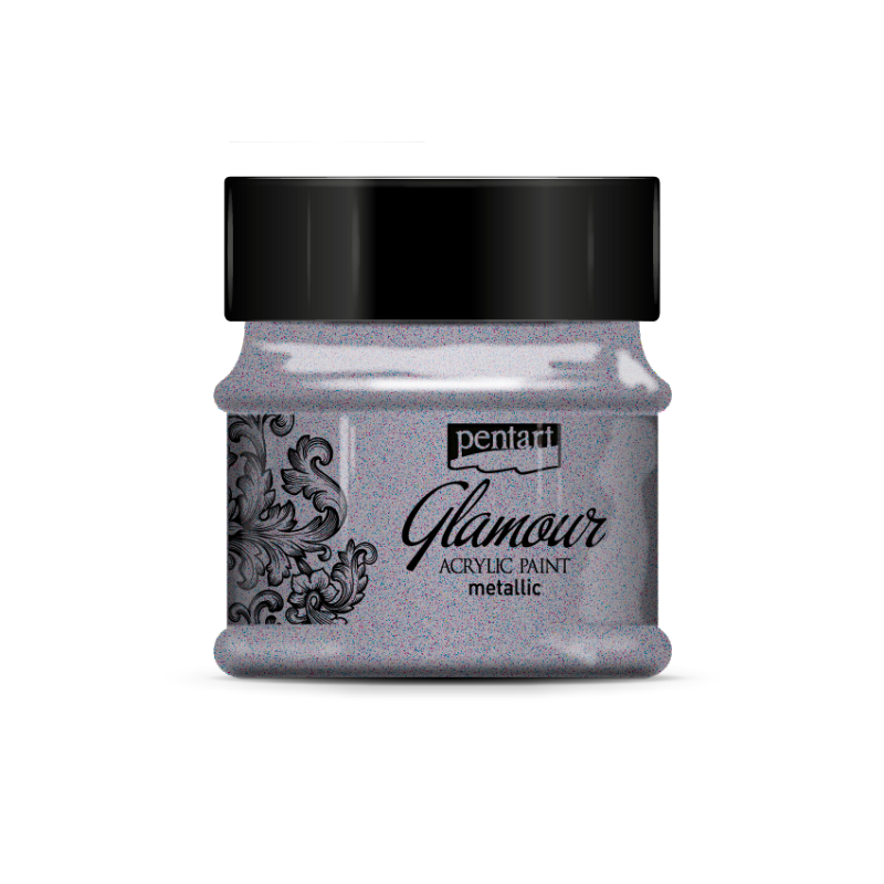 Pentart Glamour Metallic acrylic paint 50 ml - mörk silver - Akrylfärg