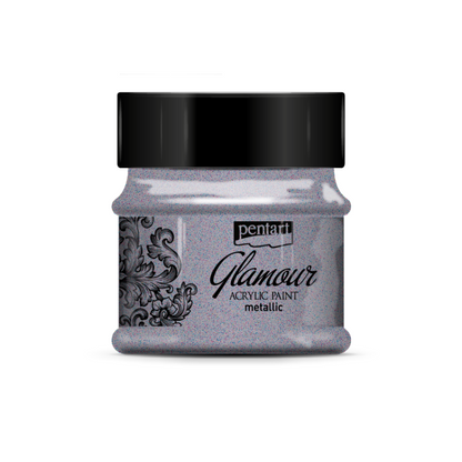 Pentart Glamour Metallic acrylic paint 50 ml - mörk silver - Akrylfärg