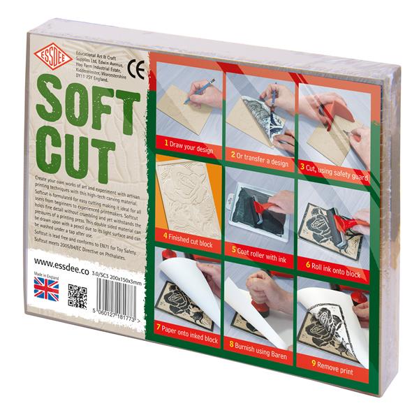 Essdee SoftCut Carvingblok 3.0 mm - 200x150x3.0 mm - 10 pezzi - Stampa a rilievo