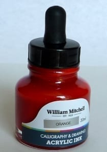 William Mitchell Acrylic Ink 30 ml - orange - Blæk