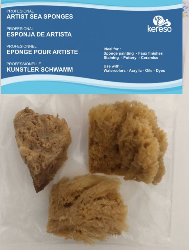 Kereso Natuurlijke Zee Sponzen Ruw - 3 stk. - 5-6,5 cm - Svampe