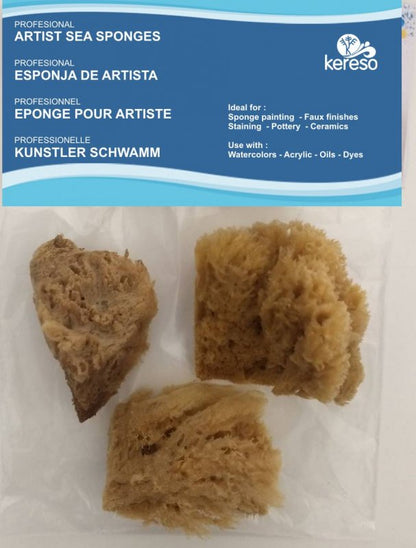 Kereso Natuurlijke Zee Sponzen Ruw - 3 stk. - 5-6,5 cm - Svampe