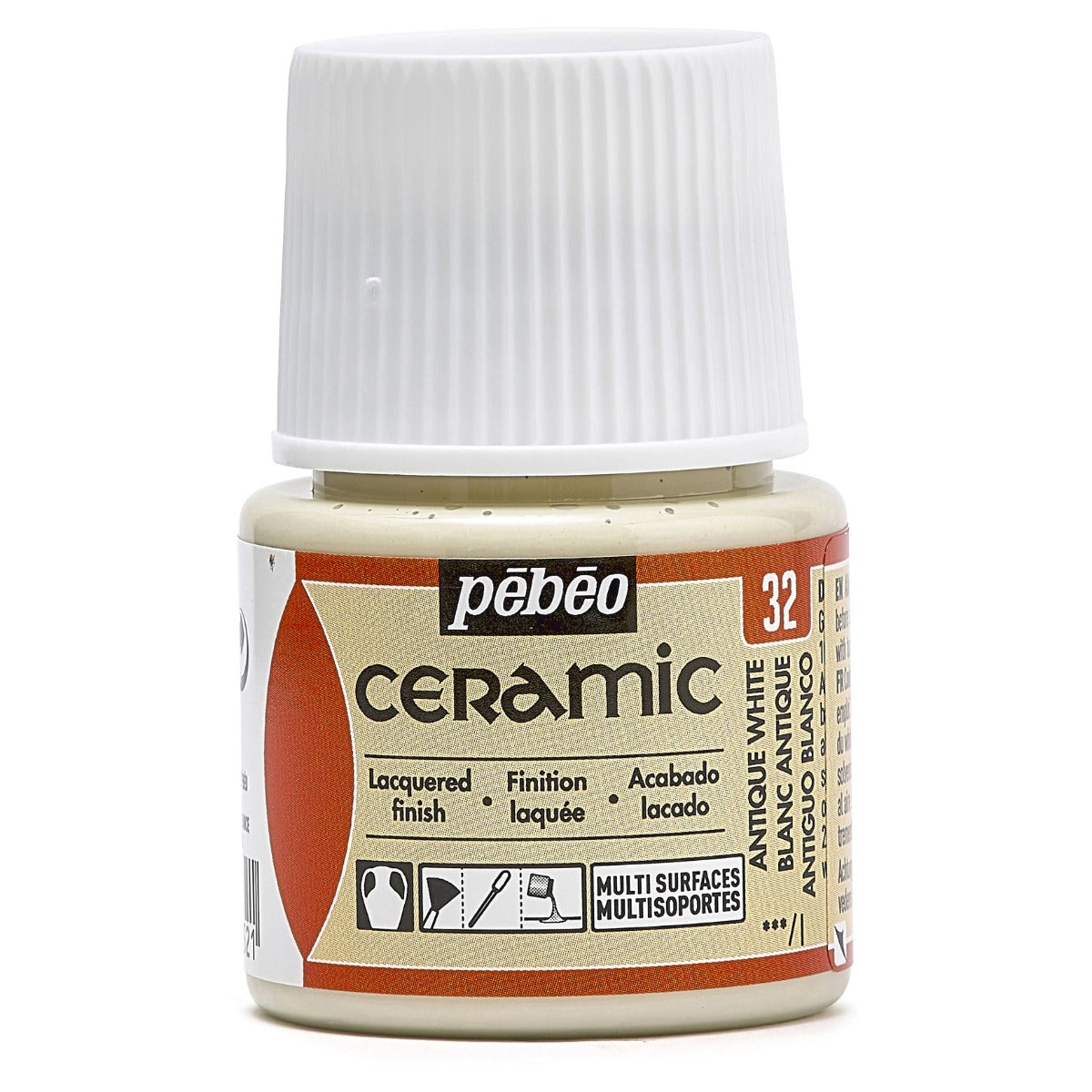 Pebeo Ceramic Paint 45 ml - 32 - Antique hvid - Glas- og porcelænsmaling