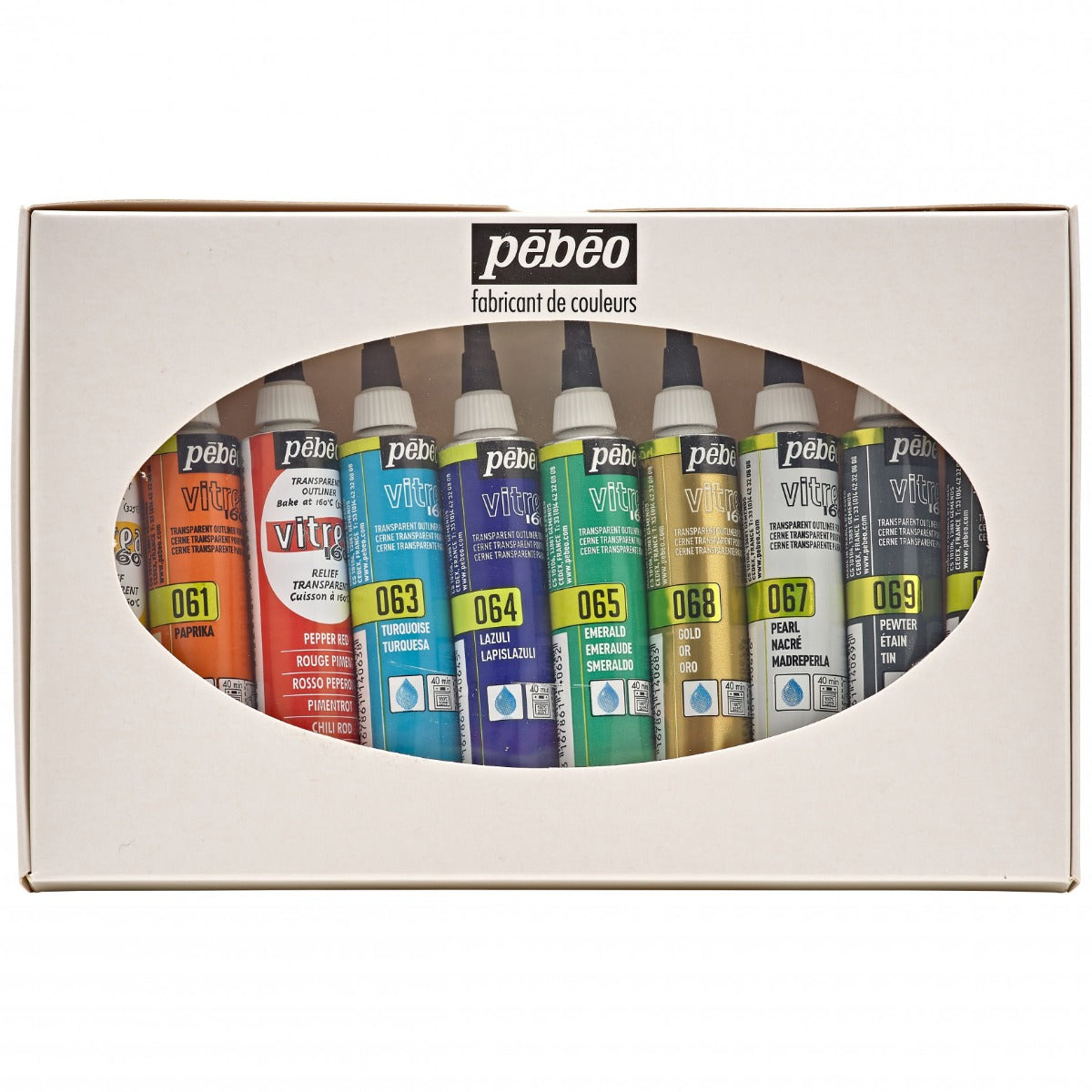 Pebeo Vitrea 160 Glanzende Reliëfomlijningen Assortiment 10 x 20 ml. - Default Title