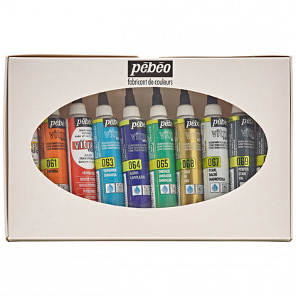 Pebeo Vitrea 160 Glanzende Reliëfomlijningen Assortiment 10 x 20 ml. - Glas- og porcelænsmaling