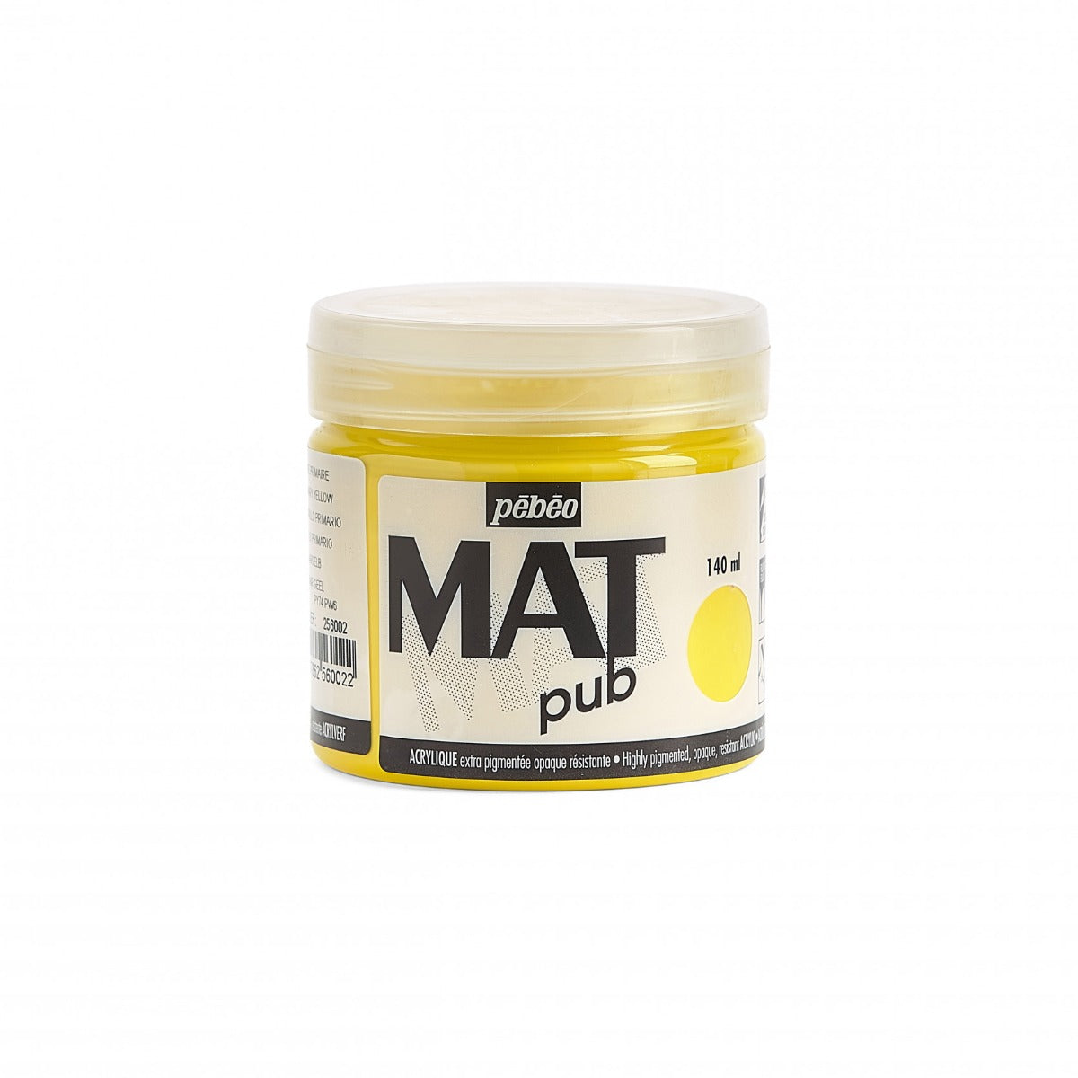 Pebeo Mat Pub Akrylfärg 140 ml - primär gul