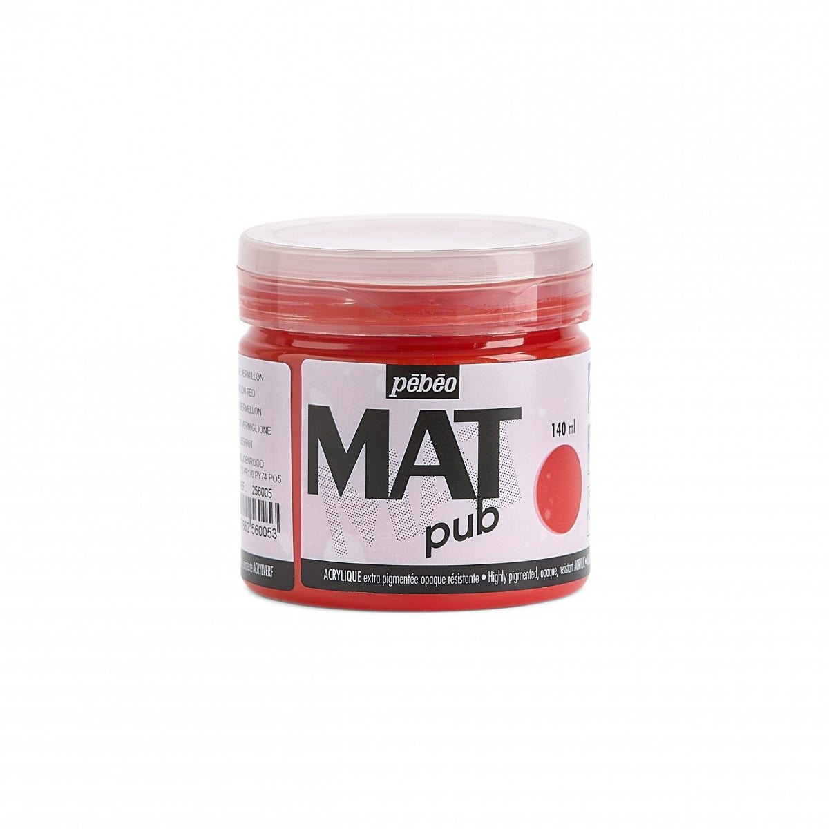 Pebeo Mat Pub Akrylfärg 140 ml - djup cinnoberröd