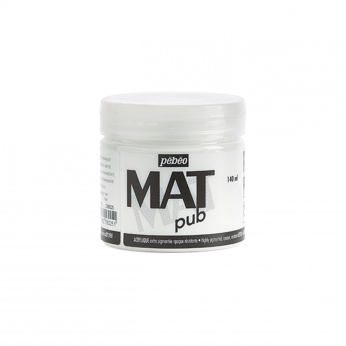 Pebeo Mat Pub Akrylfärg 140 ml - permanent vit